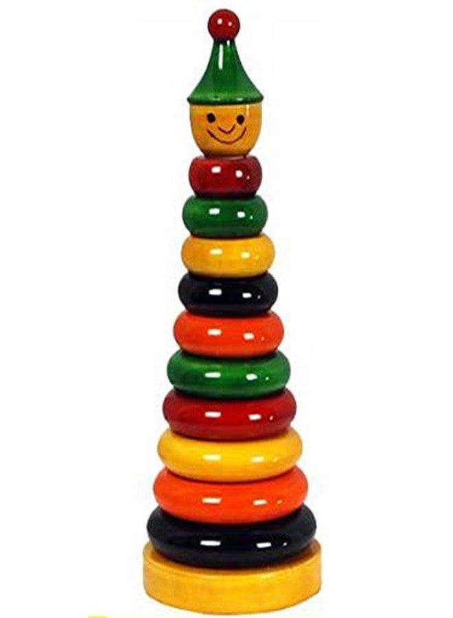 CrazyCrafts Wooden 10 Piece Ring Set Handmade Eco Friendly Color Multicolored, for Toddlers Montessori Play Set for Girls and Boys Show Piece for Dasara (Multicolor) - Image 1